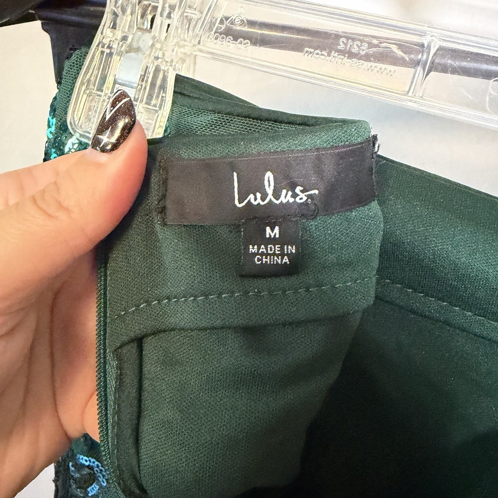 Lulus Medium Green Luxe Aesthetic Sequin 2 Piece Maxi Dress Glam Sexy Wedding - Picture 10 of 16
